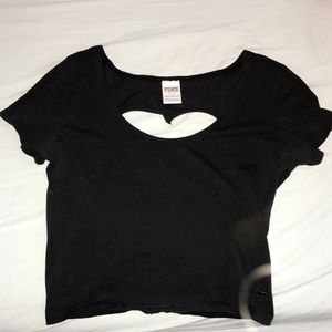 PINK Crop Top with Heart Shaped Cut-Out in Back